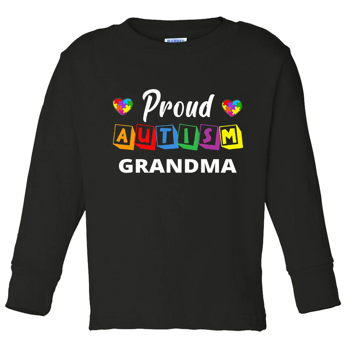 Proud Autism Personalized Custom Text Puzzle Toddler Long Sleeve Shirt - Front