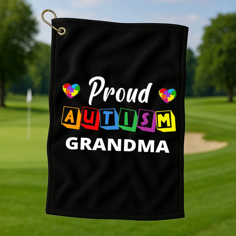 Proud Autism Personalized Custom Text Puzzle Golf Towel - Front 1