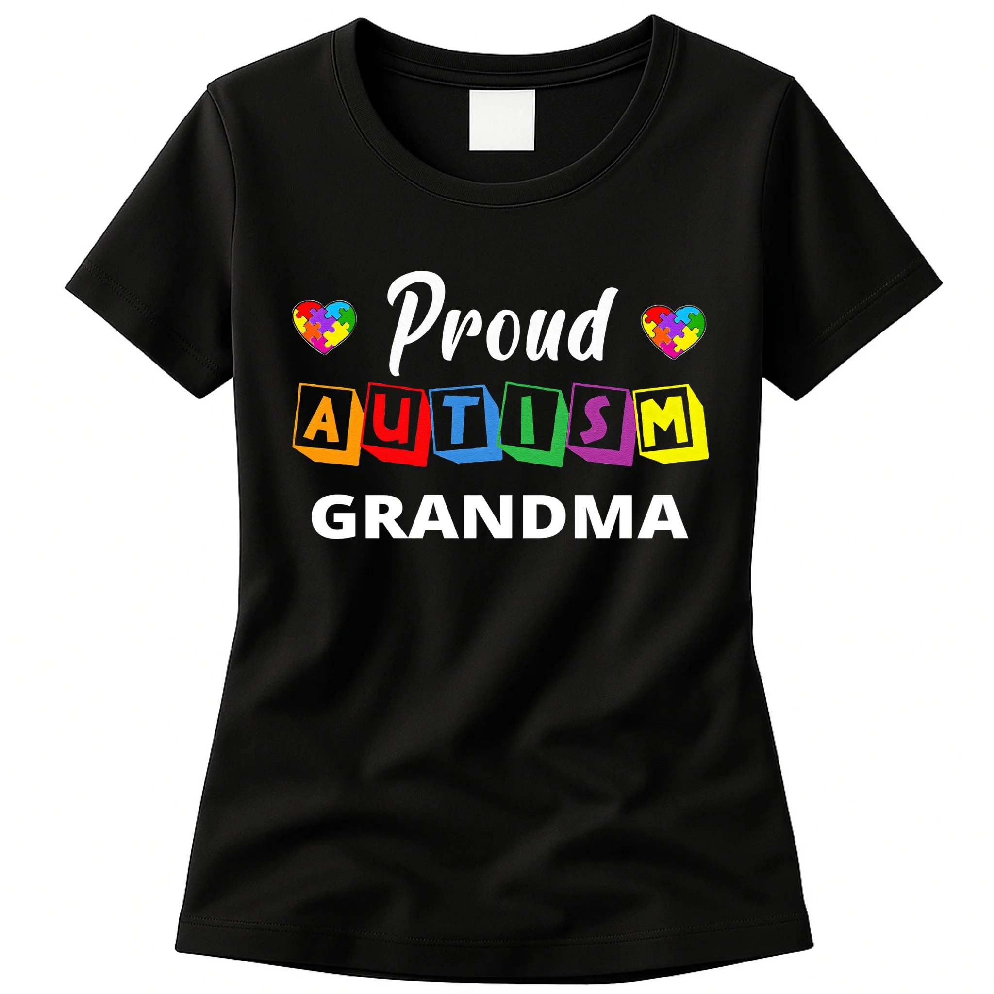 Proud Autism Personalized Custom Text Puzzle Women's T-Shirt Front