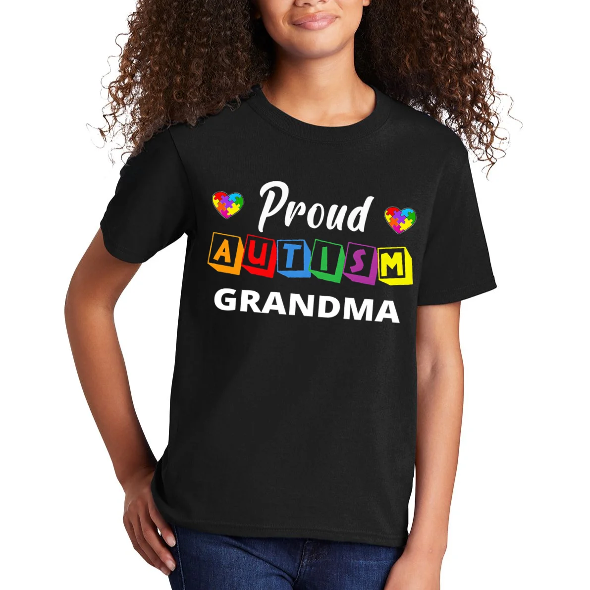 Proud Autism Personalized Custom Text Puzzle Kids T-Shirt - Front 1