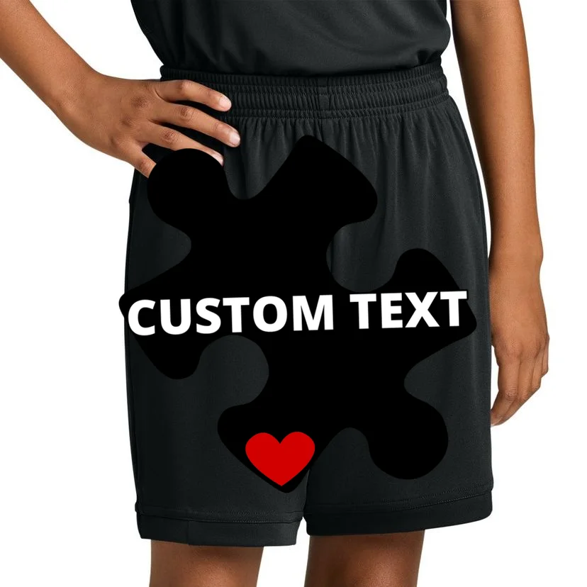 Personalized Autism Puzzle Piece Custom Text Kids Shorts - Front 1