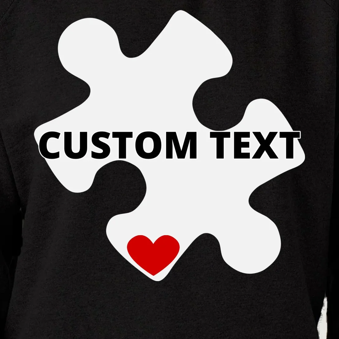 Personalized Autism Puzzle Piece Custom Text Women's Sweatshirt - Front - Close-up