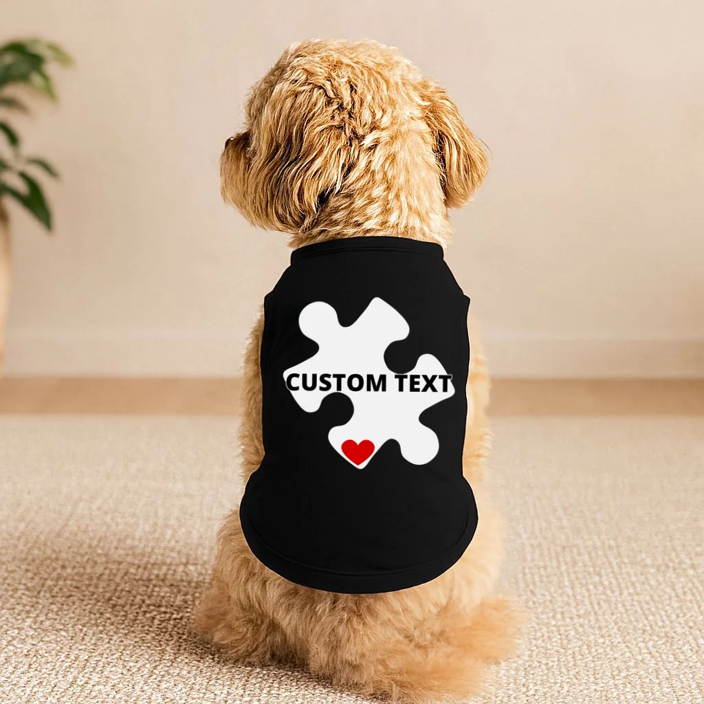 Personalized Autism Puzzle Piece Custom Text Doggie Tank - Front 1