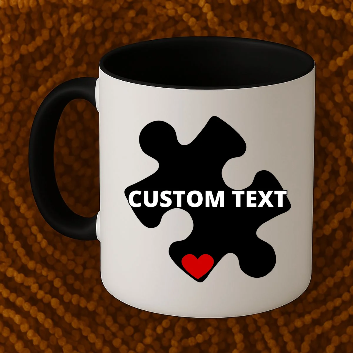 Personalized Autism Puzzle Piece Custom Text Coffee Mug - Front 1