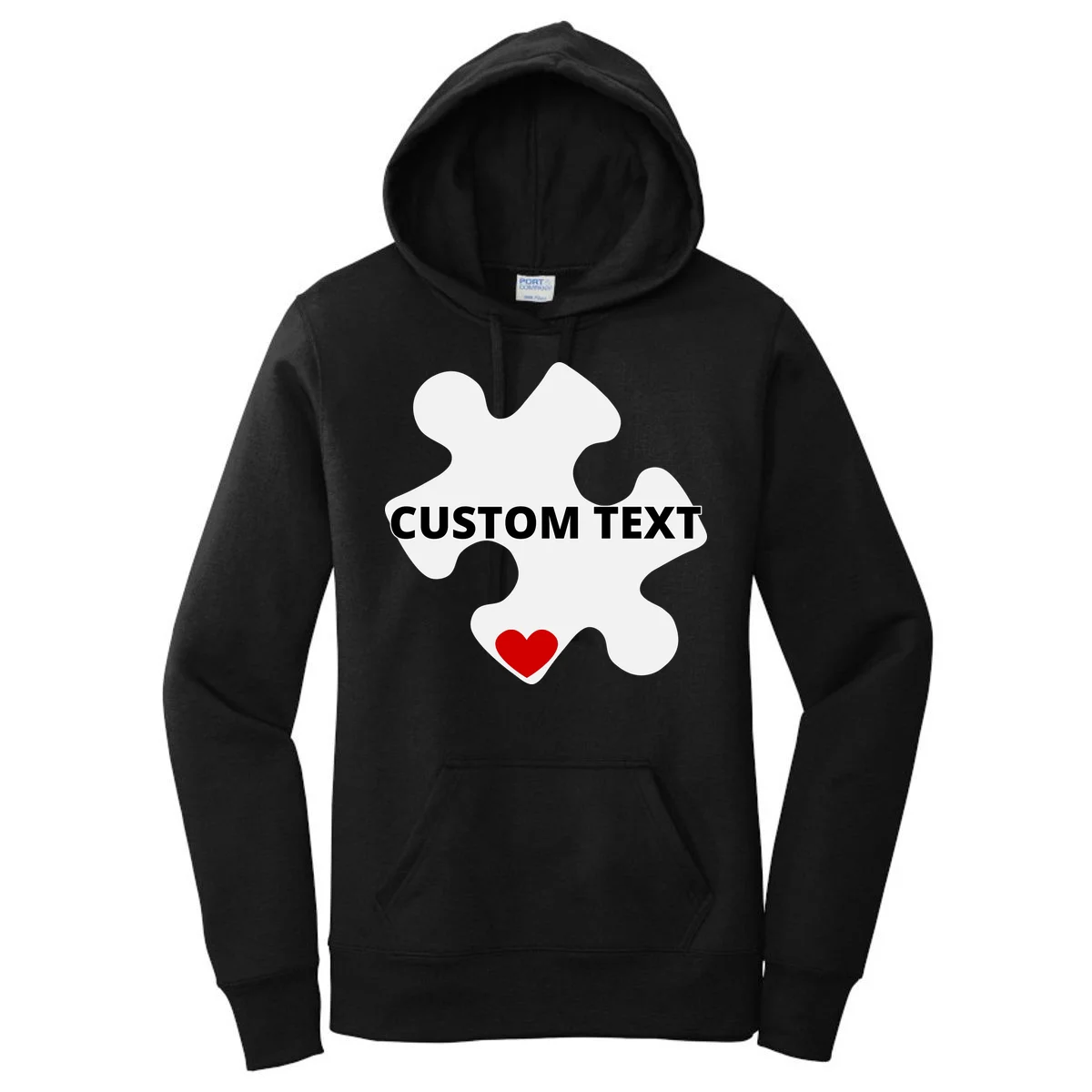 Personalized Autism Puzzle Piece Custom Text Women's Pullover Hoodie - Front
