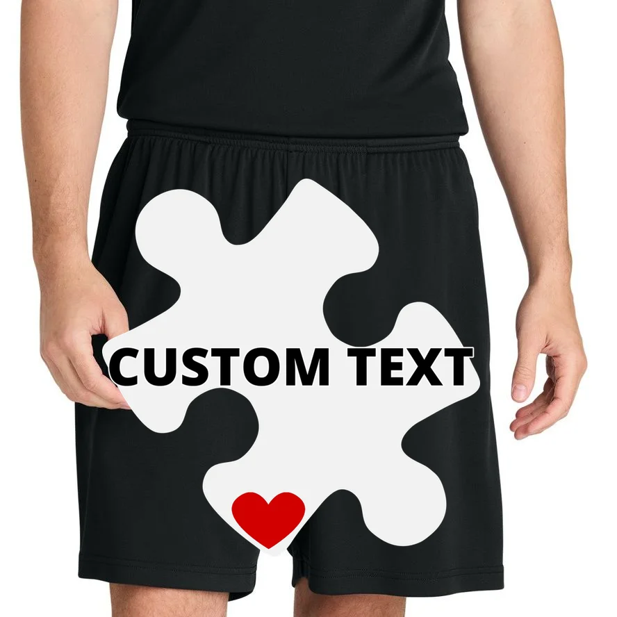 Personalized Autism Puzzle Piece Custom Text Men's Shorts - Front 1