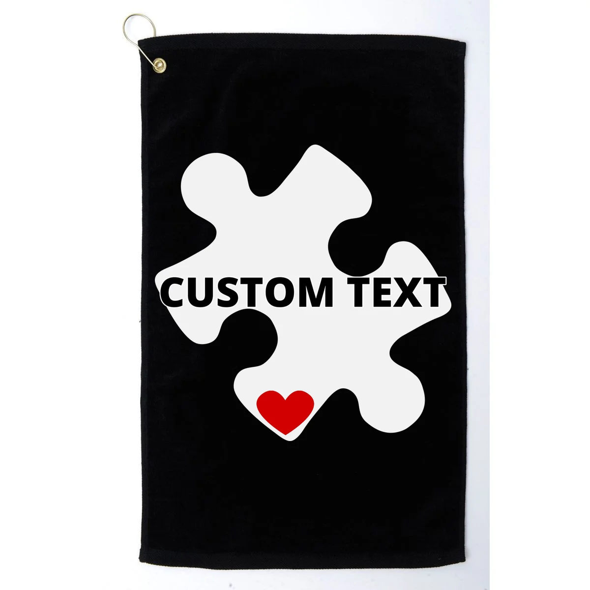 Personalized Autism Puzzle Piece Custom Text Golf Towel - Front