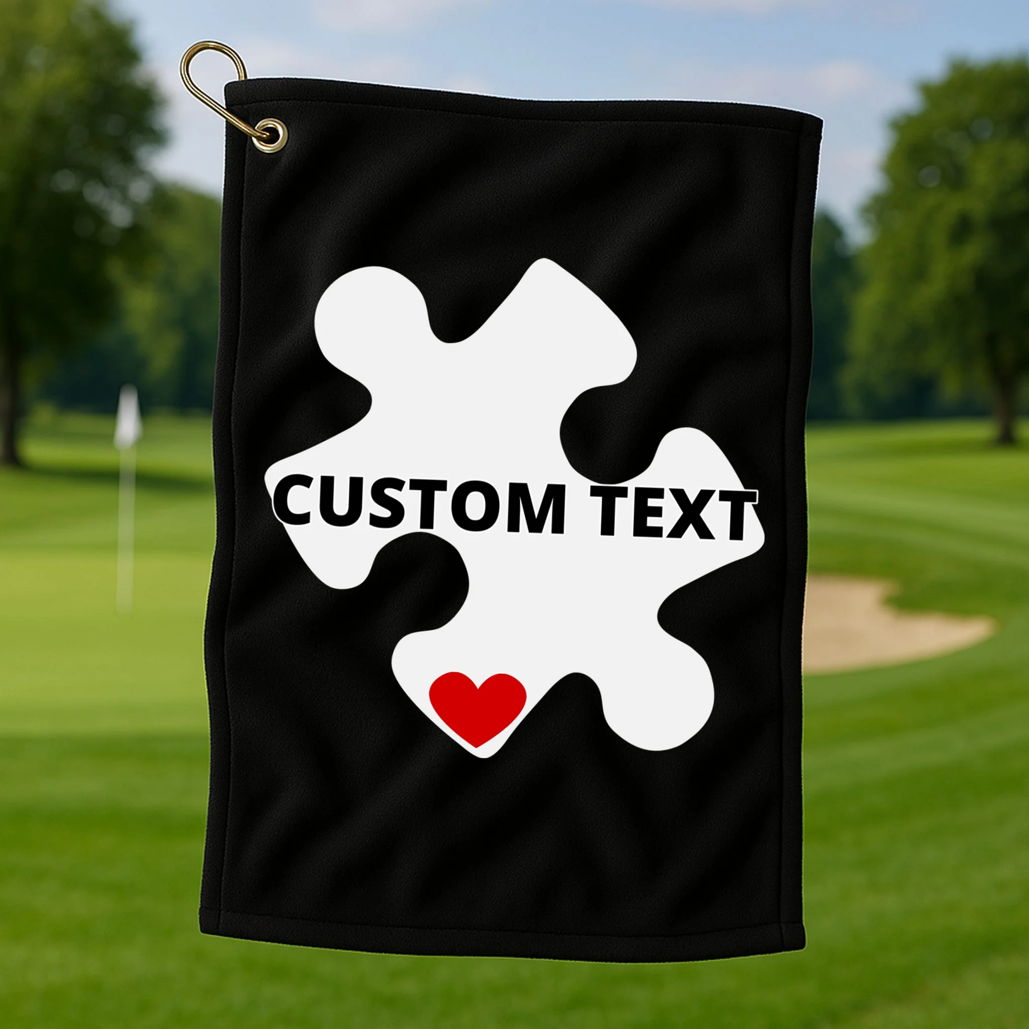 Personalized Autism Puzzle Piece Custom Text Golf Towel - Front 1