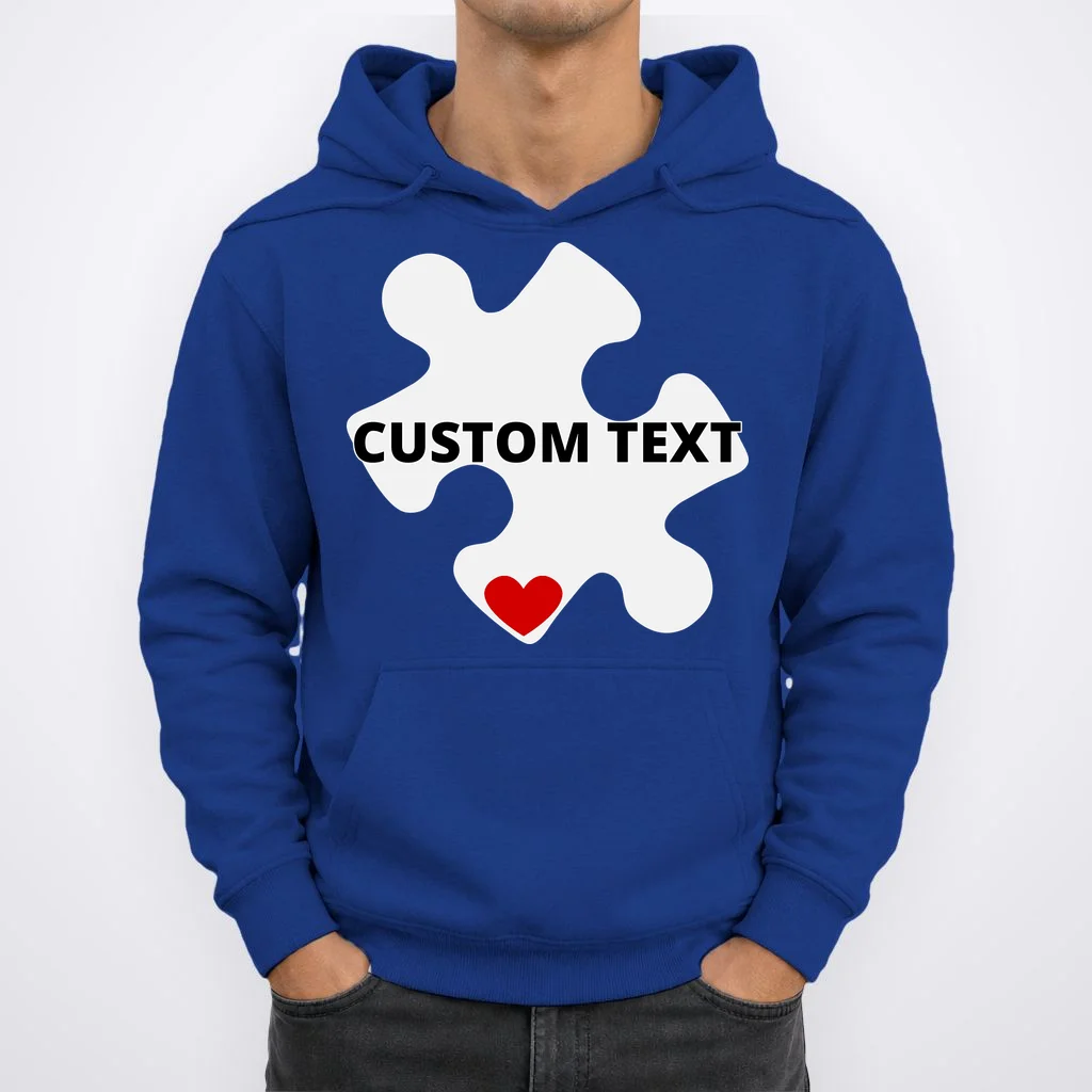 Personalized Autism Puzzle Piece Custom Text Hoodie - Front 1