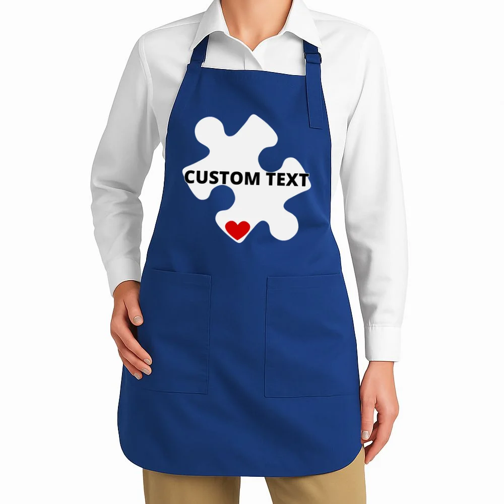 Personalized Autism Puzzle Piece Custom Text Apron - Front 1