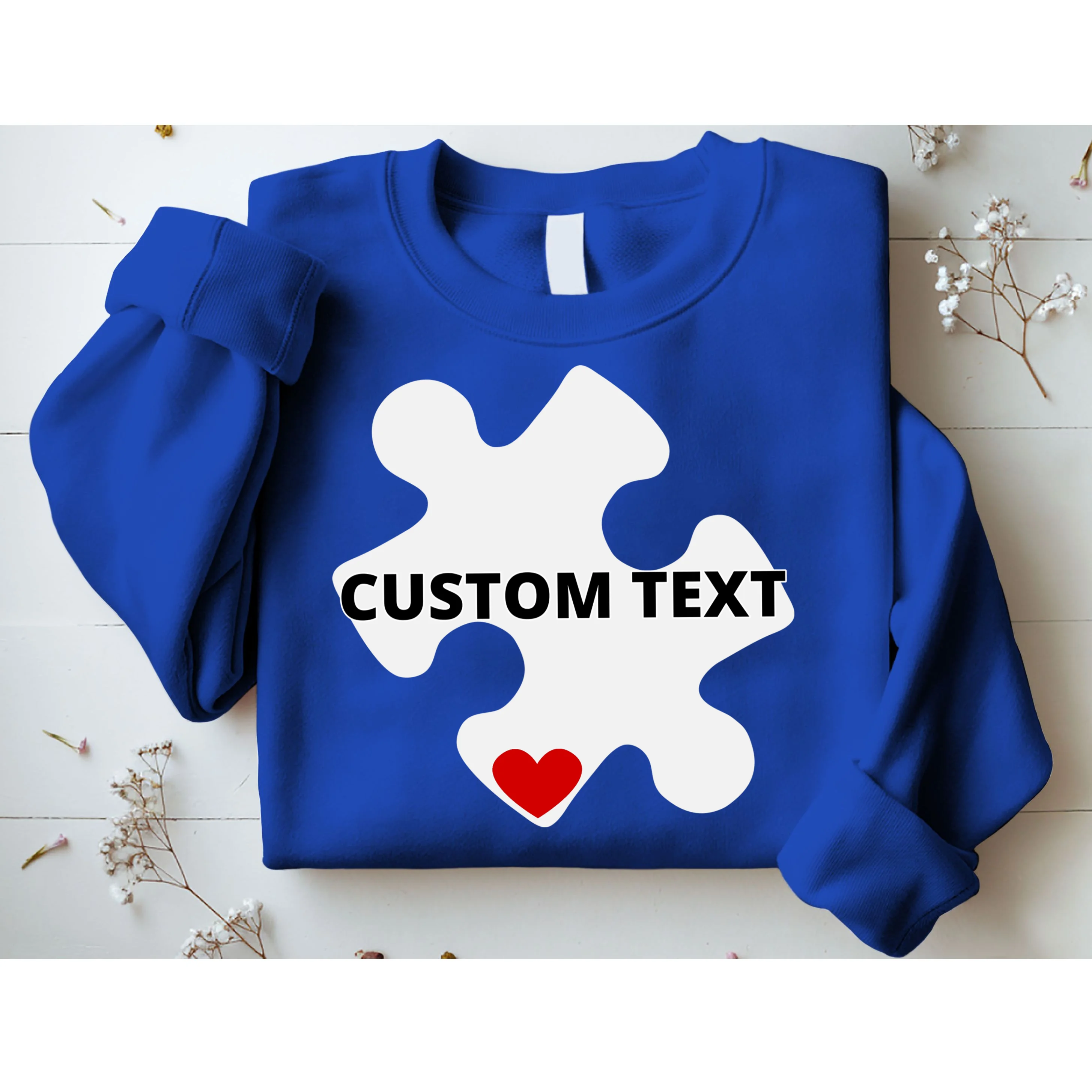 Personalized Autism Puzzle Piece Custom Text Sweatshirt - Front 1