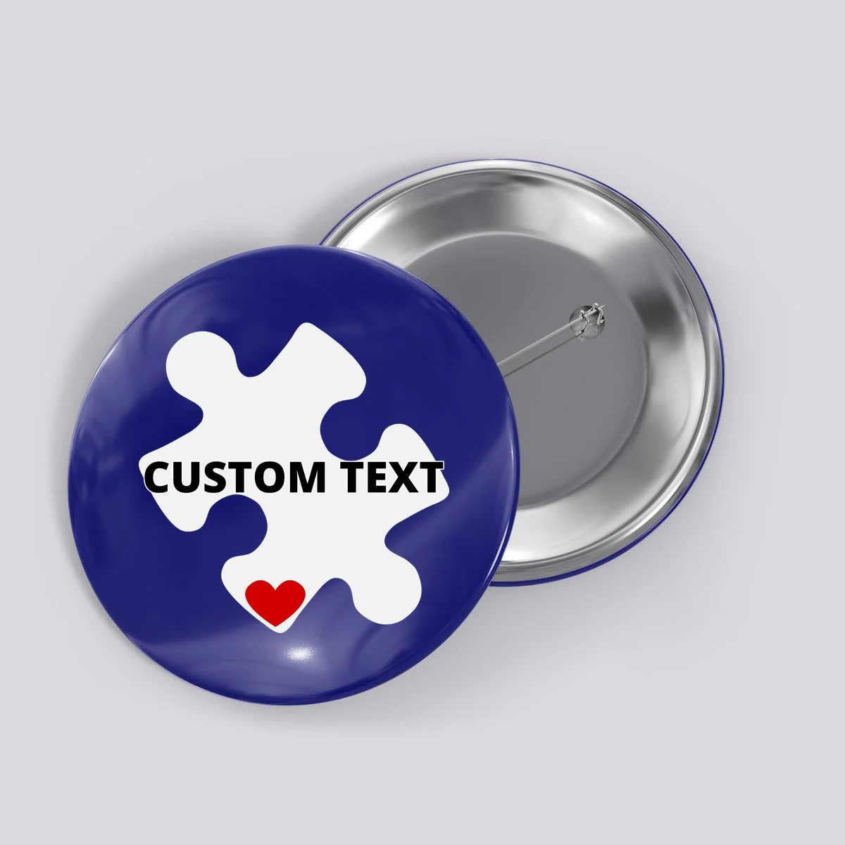 Personalized Autism Puzzle Piece Custom Text Button - Front