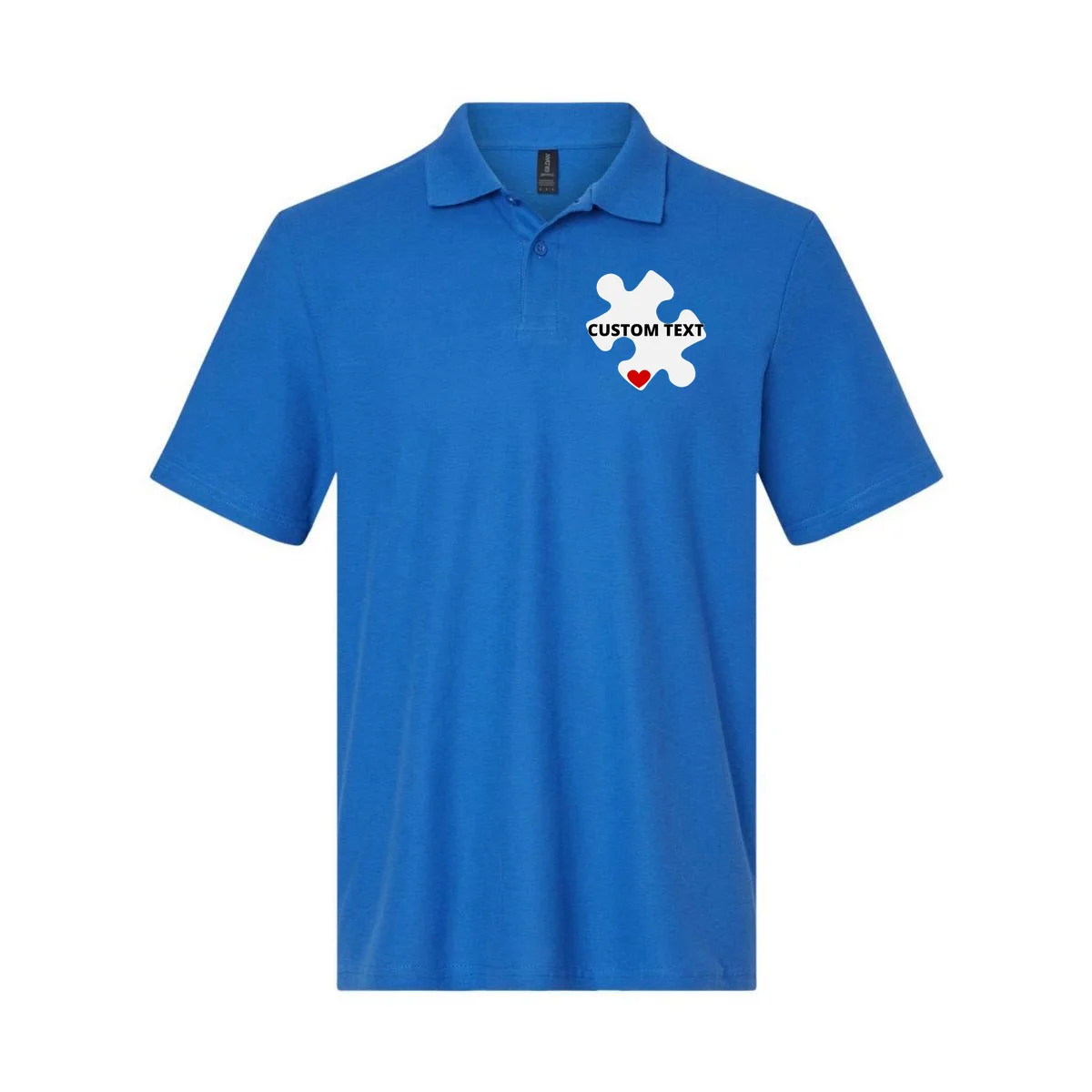 Personalized Autism Puzzle Piece Custom Text Men's Polo - Front
