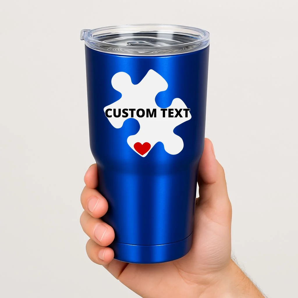 Personalized Autism Puzzle Piece Custom Text 20oz Tumbler - Front 1