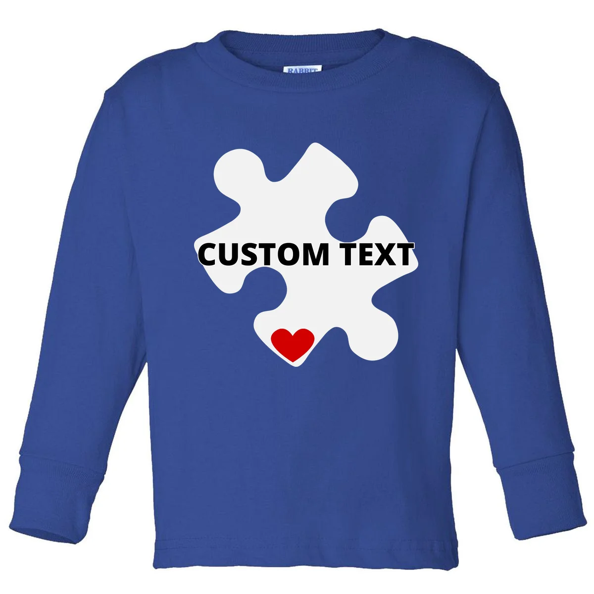 Personalized Autism Puzzle Piece Custom Text Toddler Long Sleeve Shirt - Front
