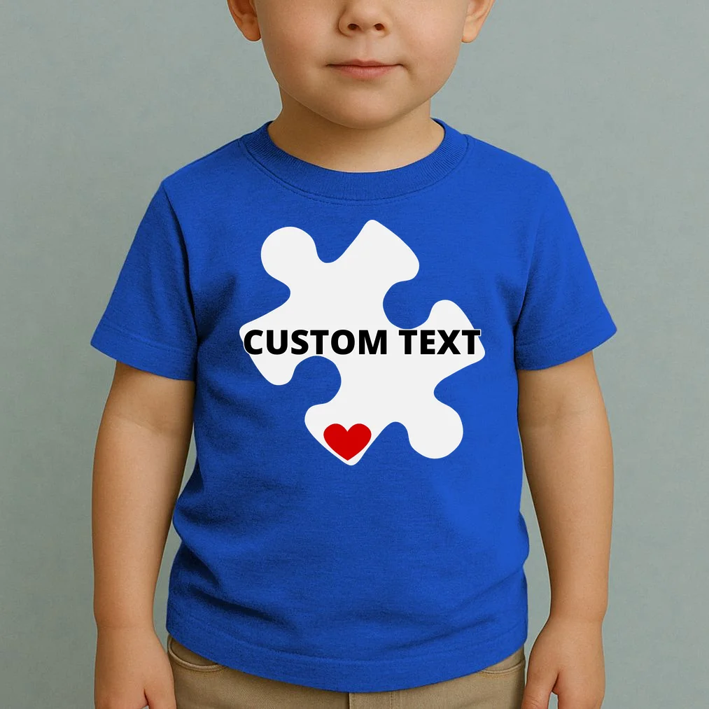 Personalized Autism Puzzle Piece Custom Text Toddler T-Shirt - Front 1