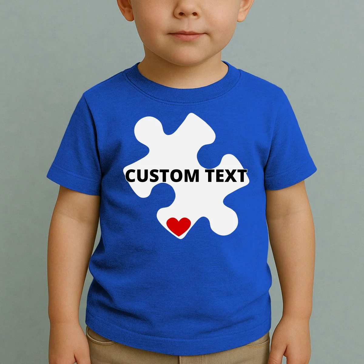 Personalized Autism Puzzle Piece Custom Text Toddler T-Shirt - Front 1