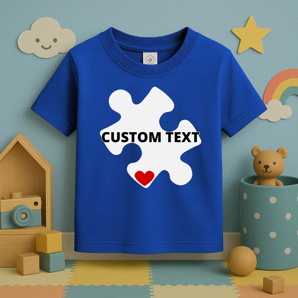 Personalized Autism Puzzle Piece Custom Text Toddler T-Shirt - Front 2