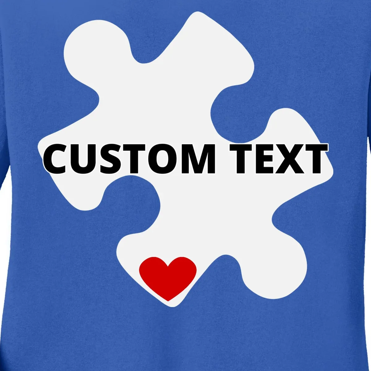 Personalized Autism Puzzle Piece Custom Text Women's Long Sleeve Shirt - Front - Close-up