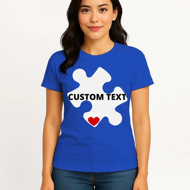 Personalized Autism Puzzle Piece Custom Text Women's T-Shirt - Front 3