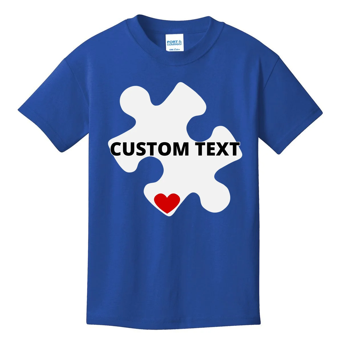 Personalized Autism Puzzle Piece Custom Text Kids T-Shirt - Front