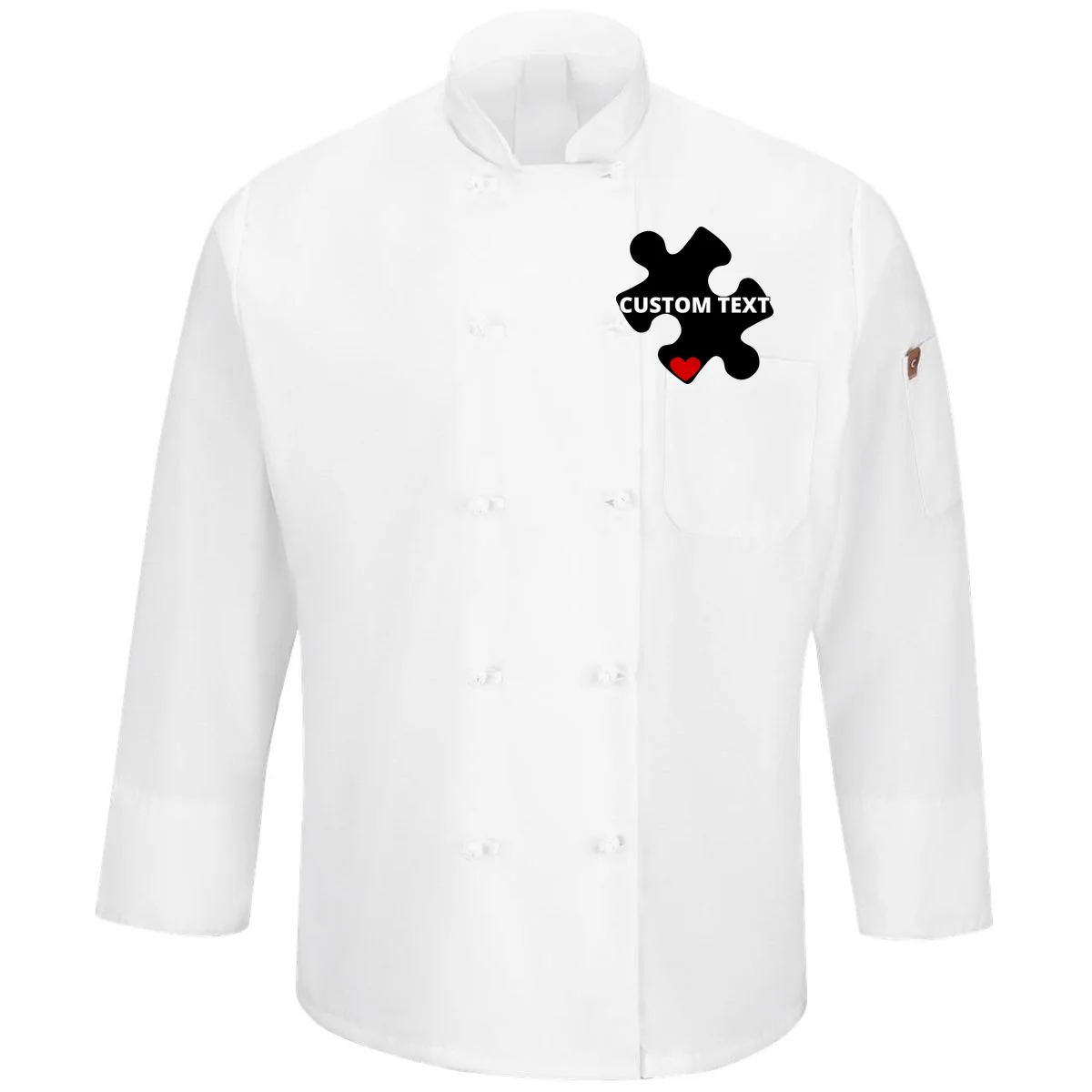 Personalized Autism Puzzle Piece Custom Text Men's Chef Coat - Front