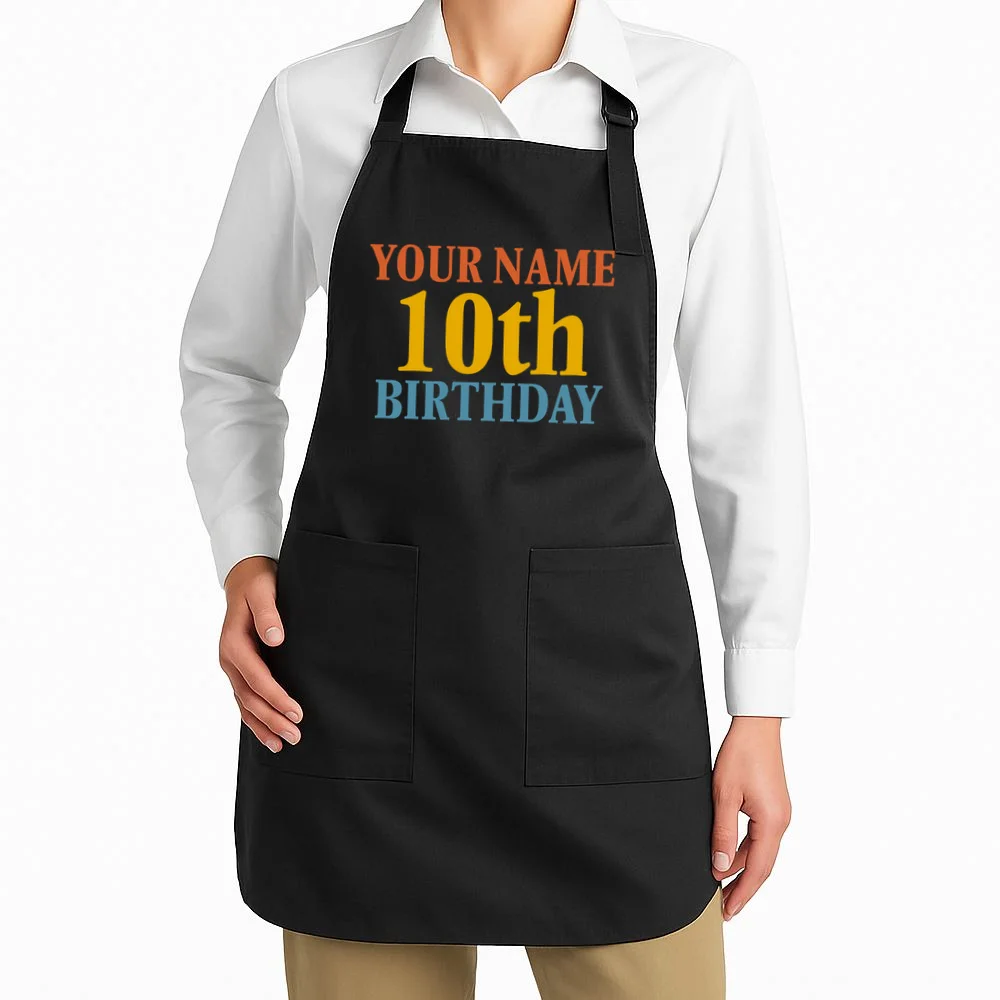 Personalized Birthday Custom Name & Age Text Apron - Front 1