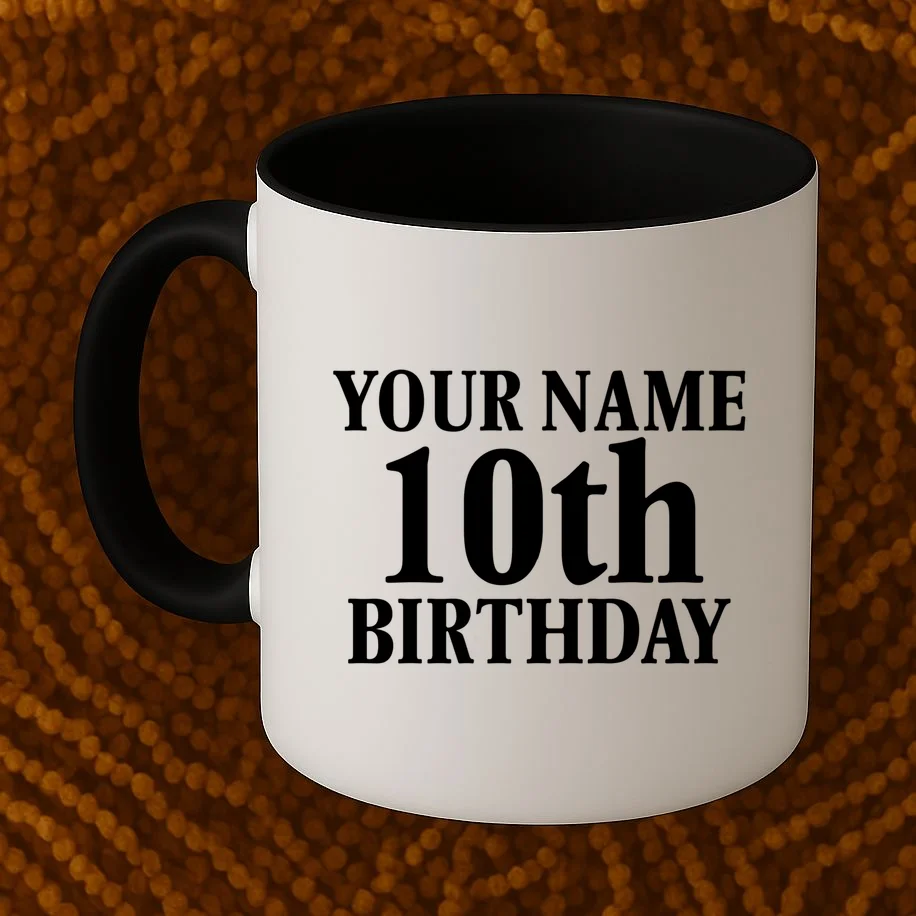 Personalized Birthday Custom Name & Age Text Mug - Front 1