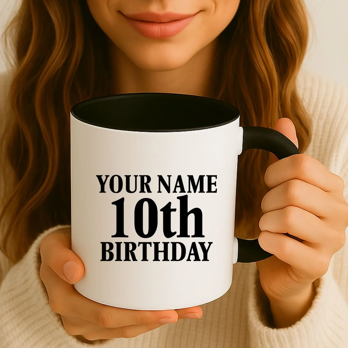 Personalized Birthday Custom Name & Age Text Mug - Front 2