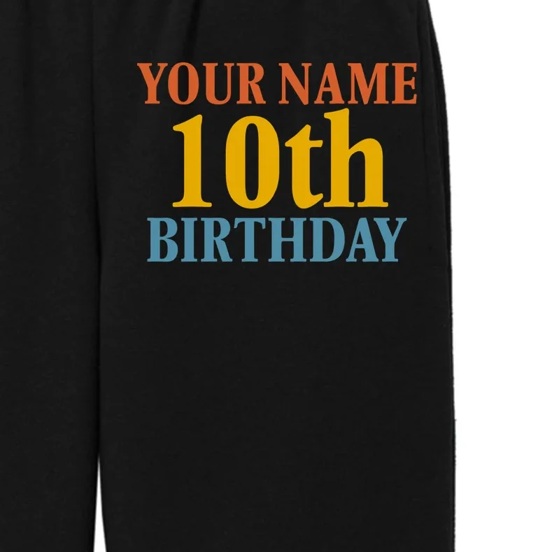 Personalized Birthday Custom Name & Age Text Kids Fleece Sweatpants - Front - Close-up