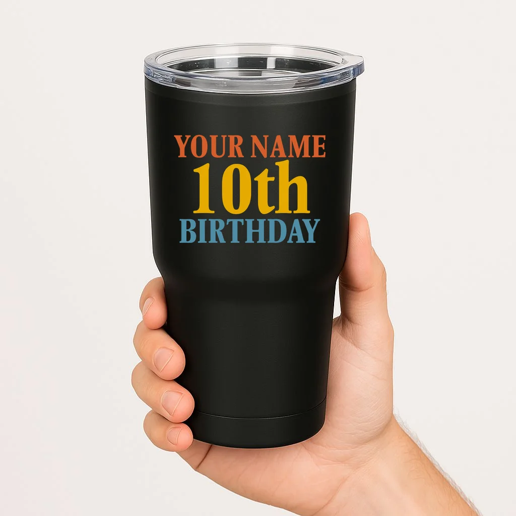 Personalized Birthday Custom Name & Age Text 20oz Tumbler - Front 1