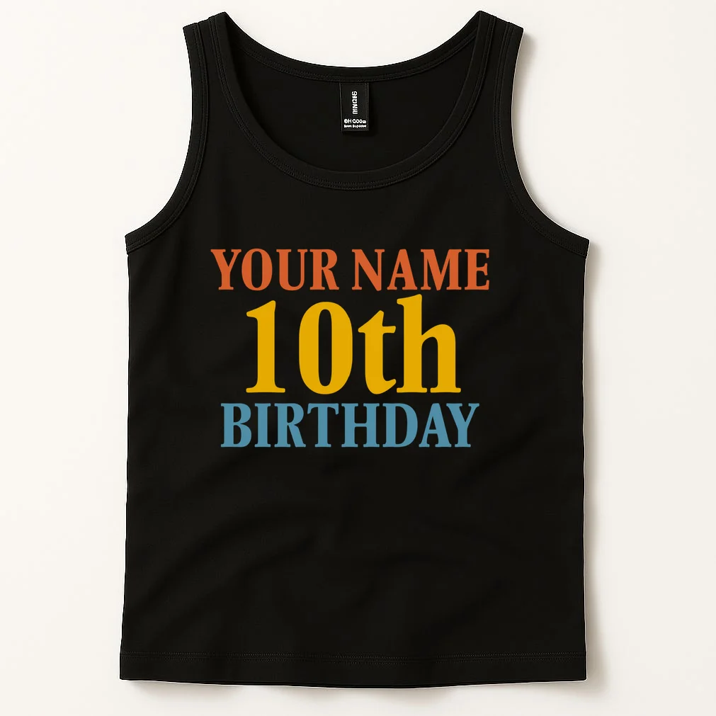 Personalized Birthday Custom Name & Age Text Men's Tank Top - Front 1
