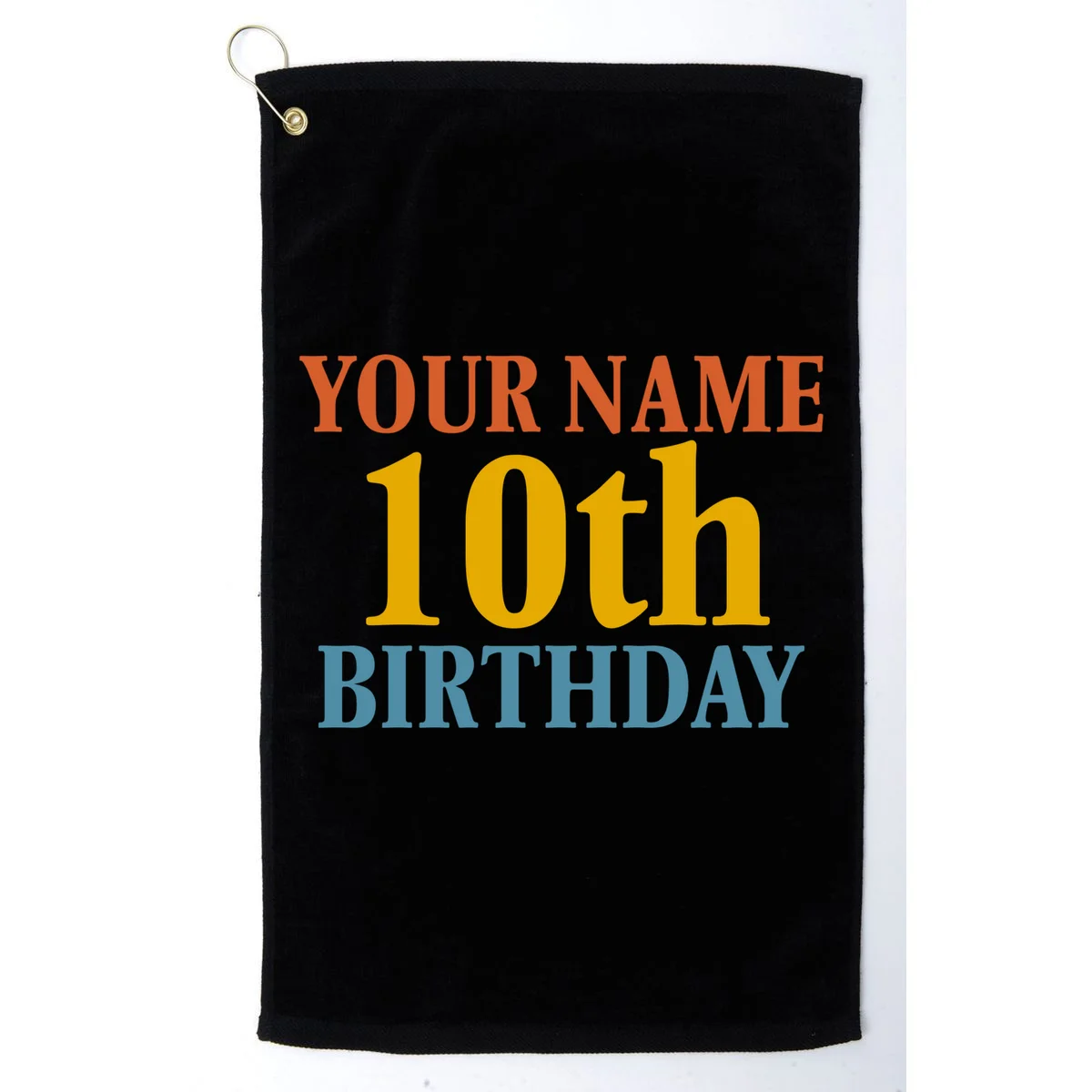 Personalized Birthday Custom Name & Age Text Golf Towel - Front