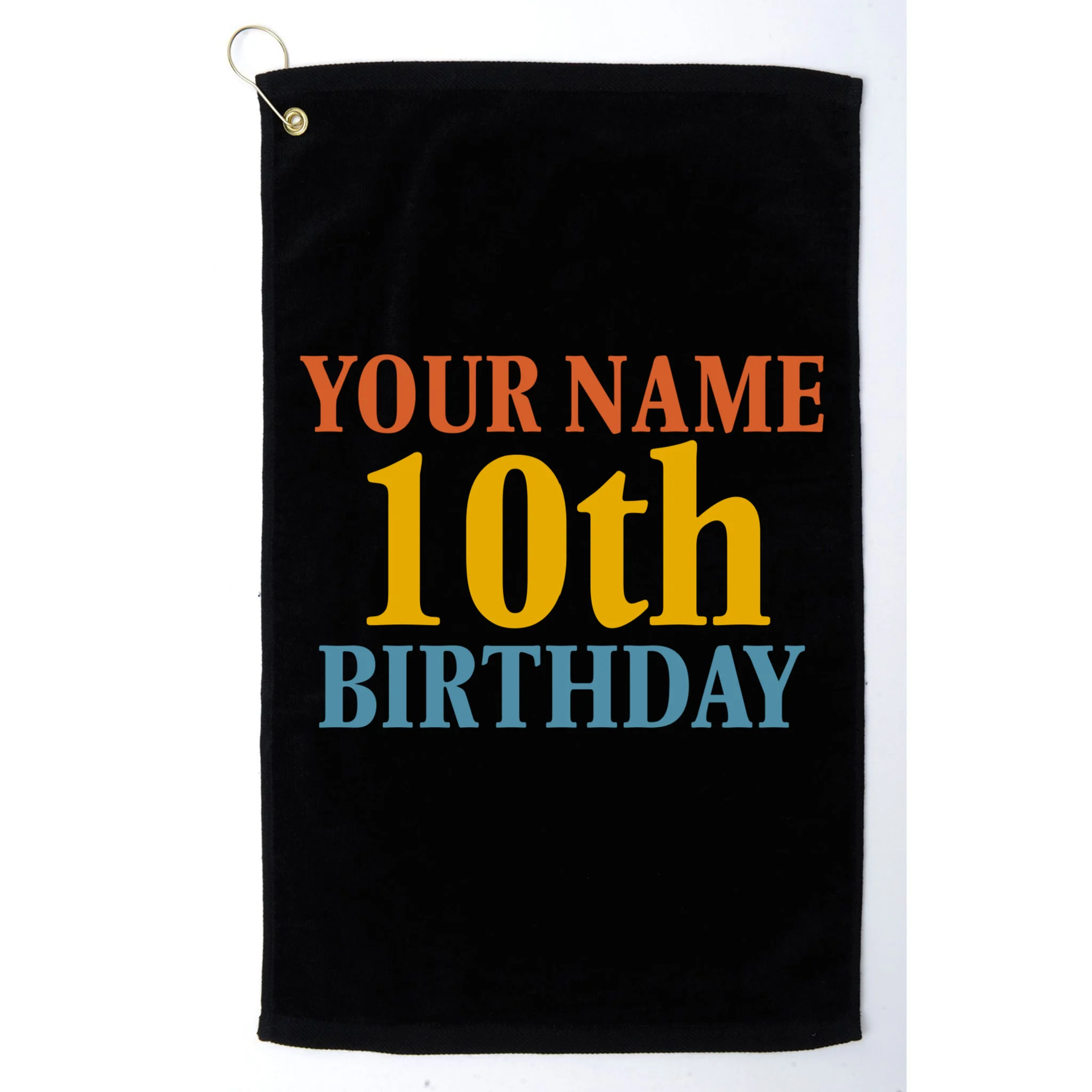 Personalized Birthday Custom Name & Age Text Golf Towel - Front