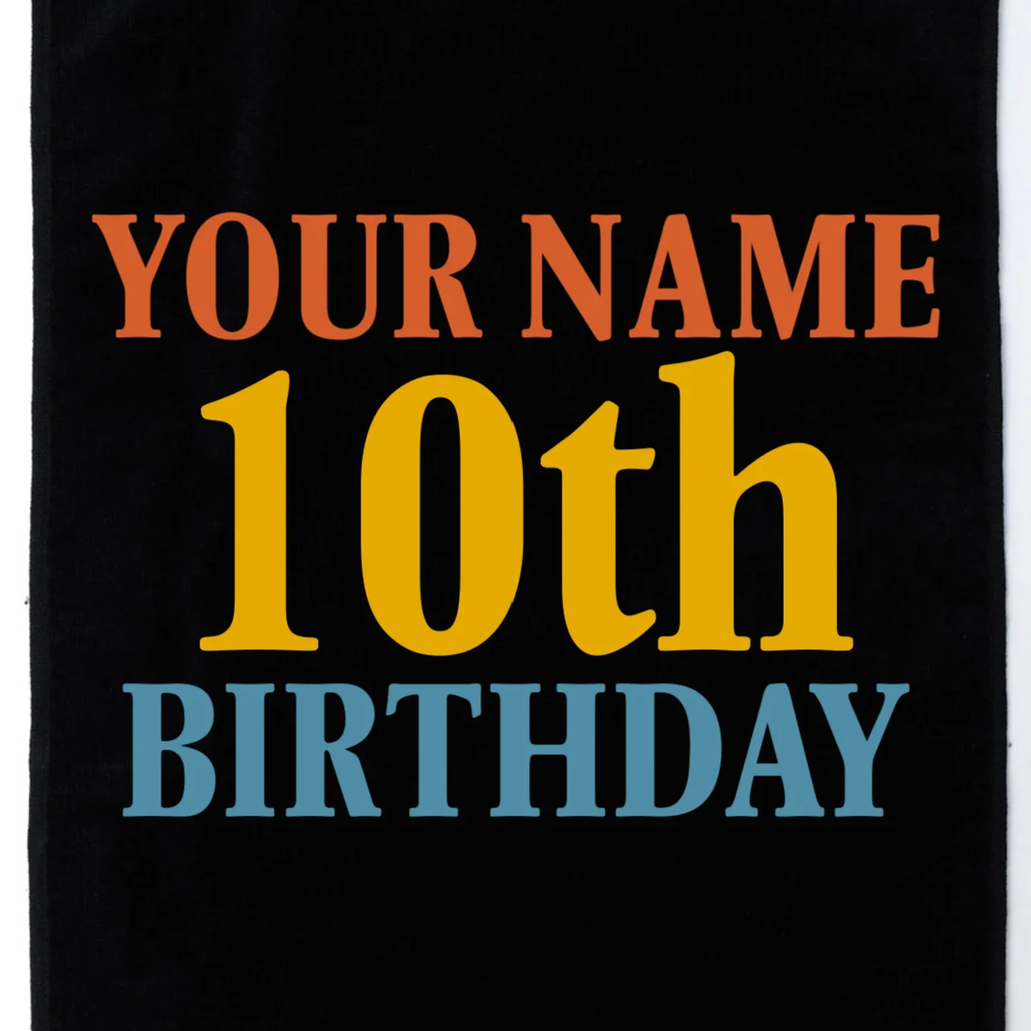 Personalized Birthday Custom Name & Age Text Golf Towel - Front - Close-up