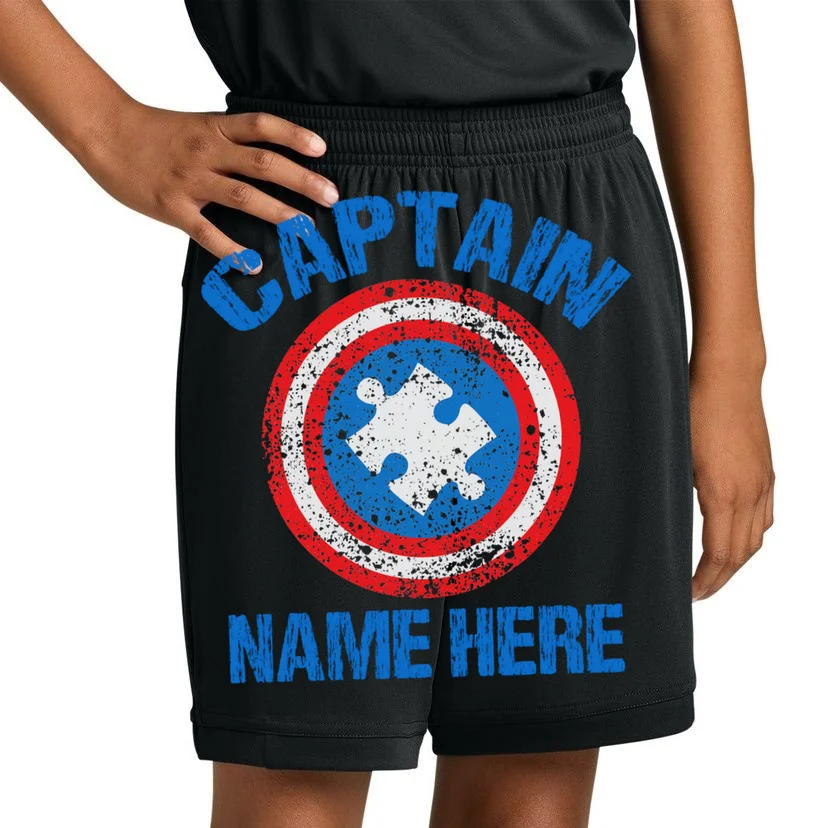 Personalized Captain Autism Puzzle Shield Custom Kids Shorts - Front 1