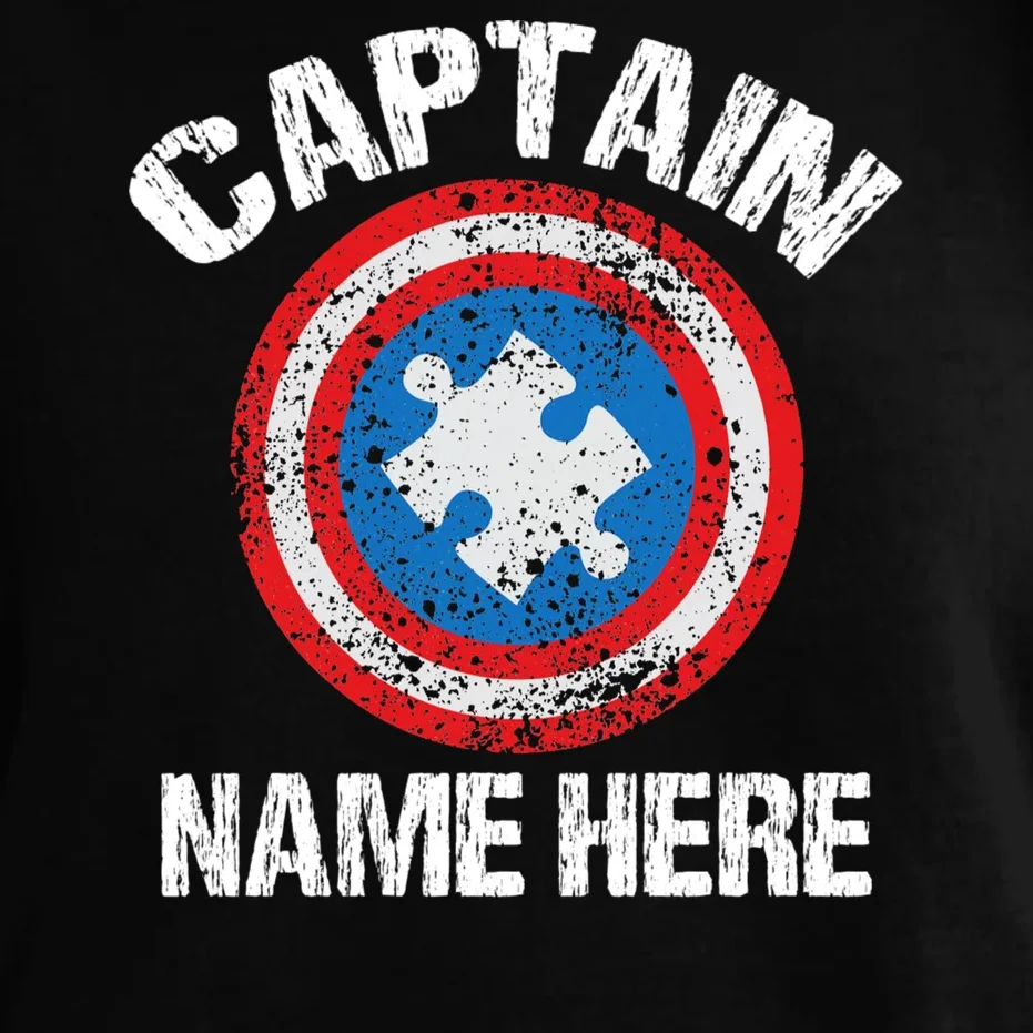 Personalized Captain Autism Puzzle Shield Custom Comfort Colors Unisex T-Shirt - Front - Close-up
