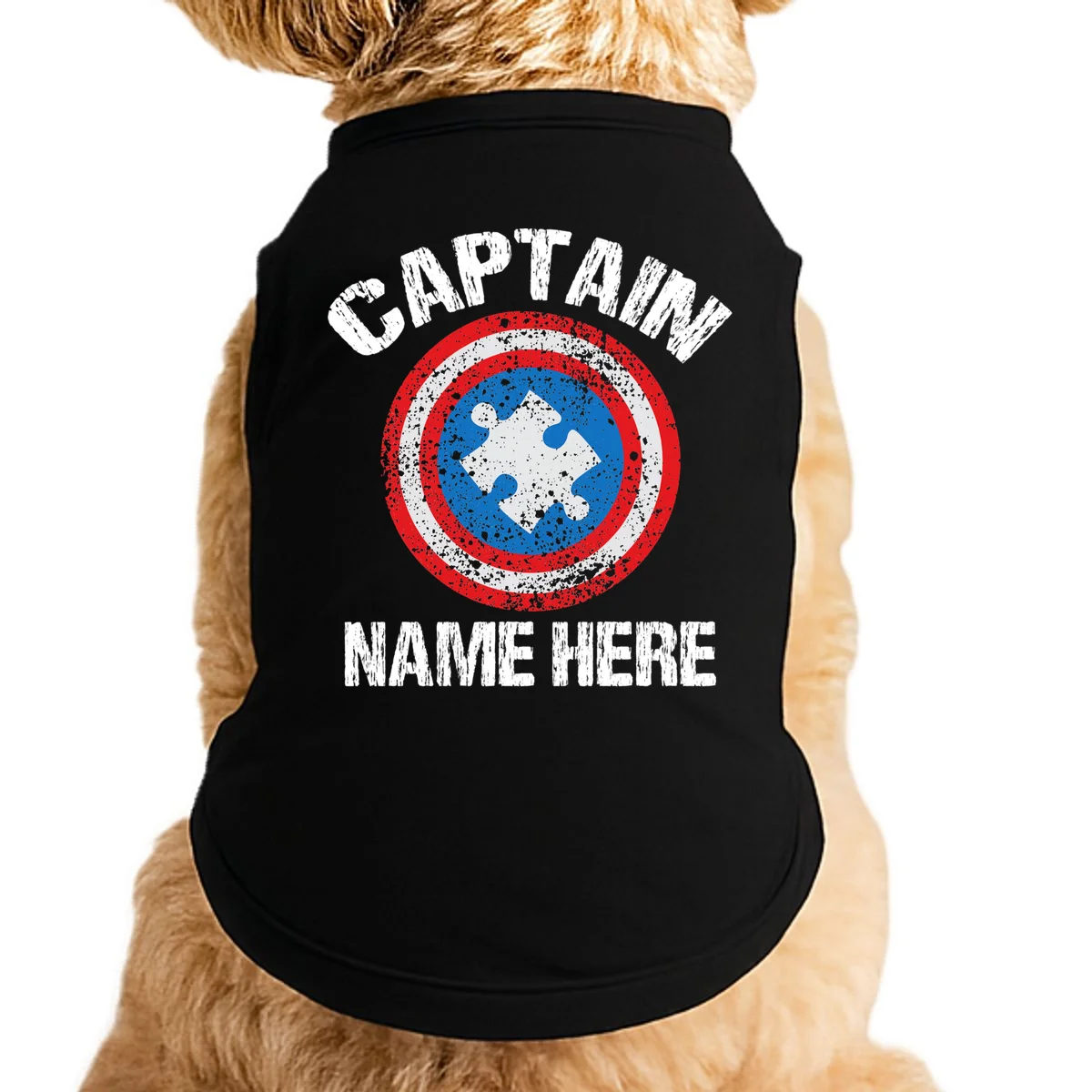 Personalized Captain Autism Puzzle Shield Custom Doggie Tank - Front