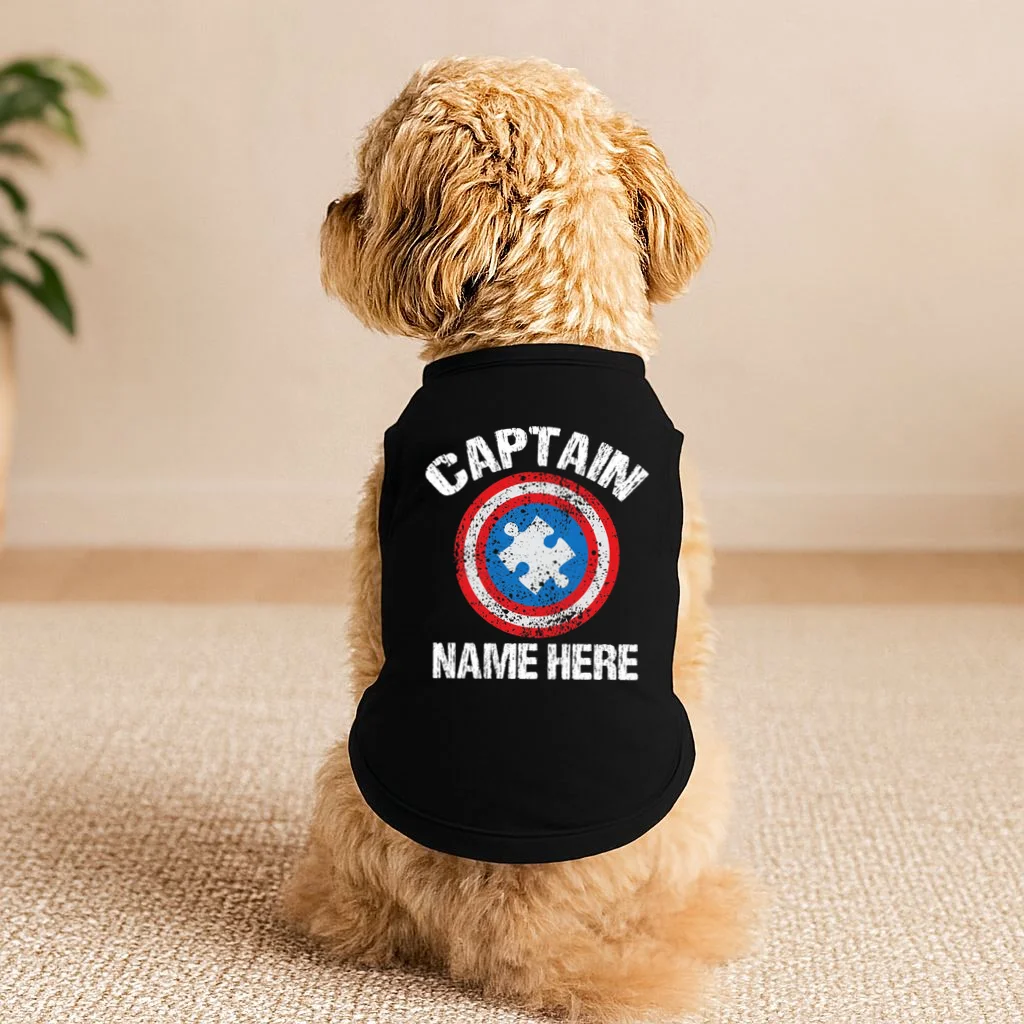 Personalized Captain Autism Puzzle Shield Custom Doggie Tank - Front 1