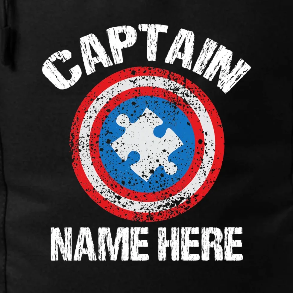 Personalized Captain Autism Puzzle Shield Custom Backpack - Front - Close-up