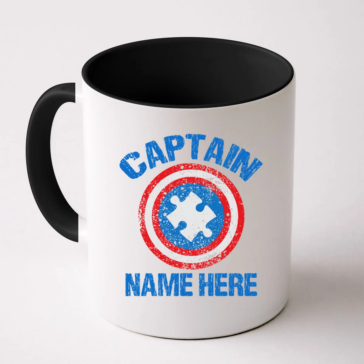 Personalized Captain Autism Puzzle Shield Custom Mug - Front
