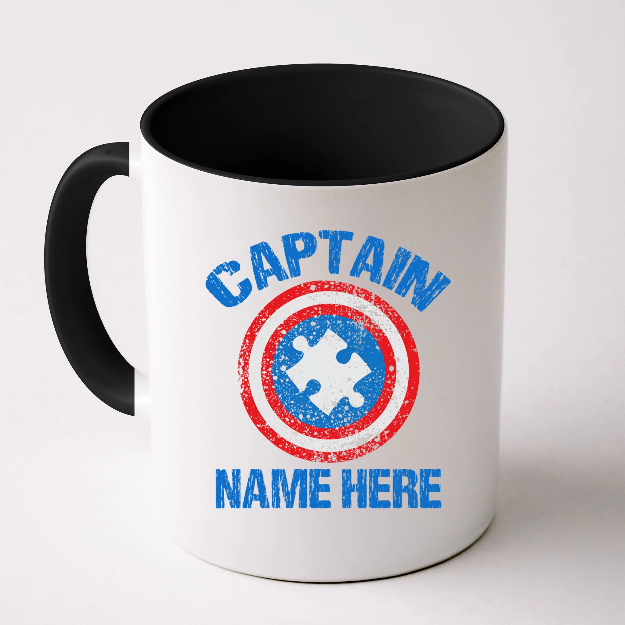 Personalized Captain Autism Puzzle Shield Custom Mug - Front