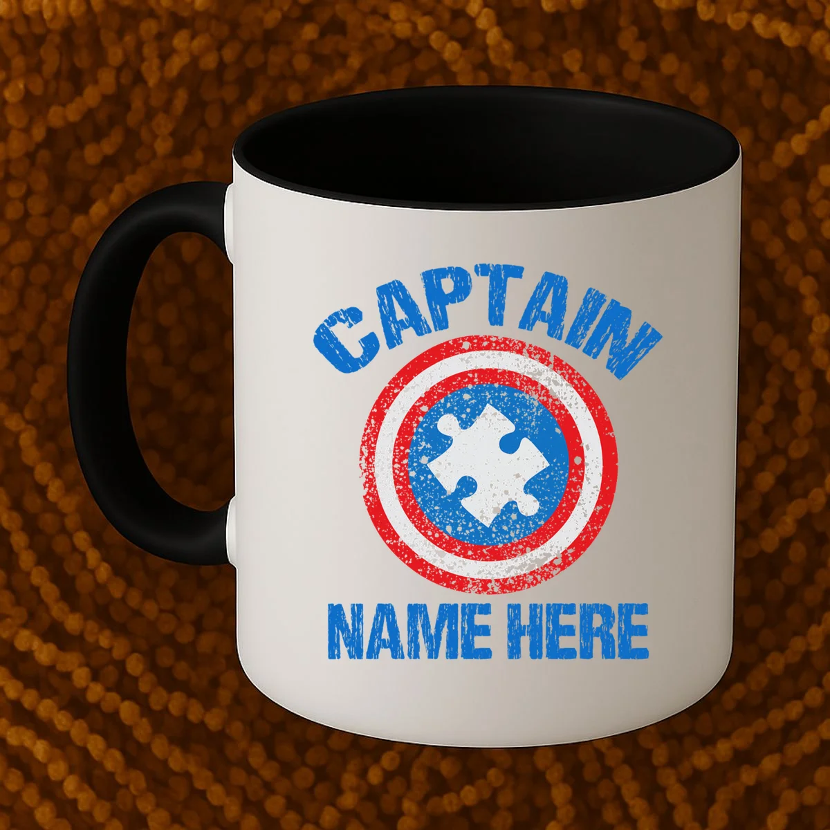 Personalized Captain Autism Puzzle Shield Custom Mug - Front 1