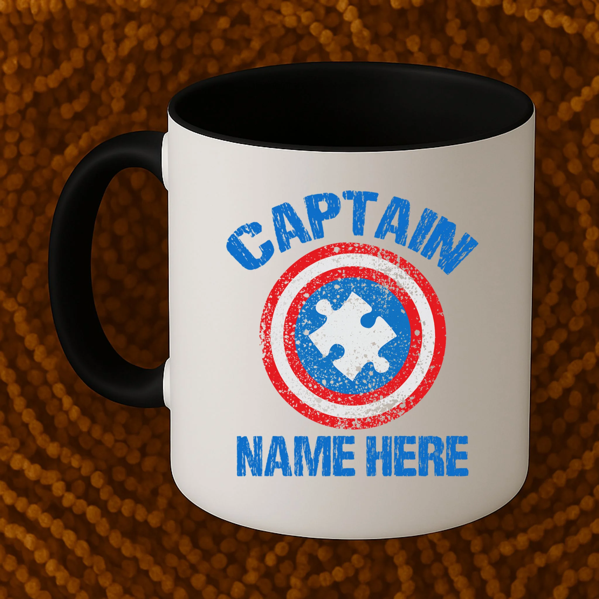 Personalized Captain Autism Puzzle Shield Custom Mug - Front 1