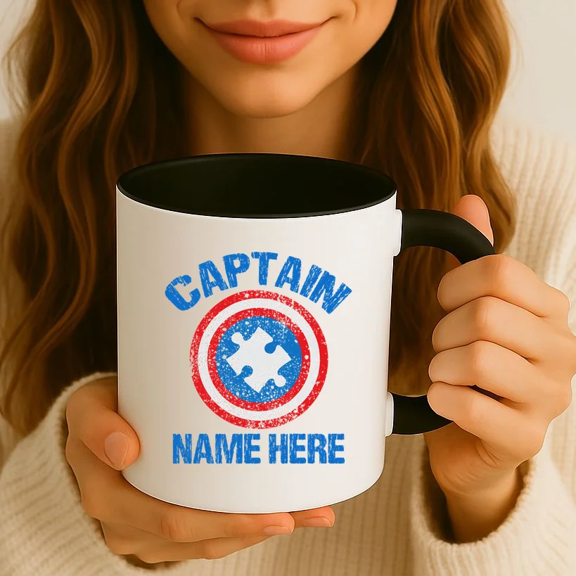 Personalized Captain Autism Puzzle Shield Custom Coffee Mug - Front 2