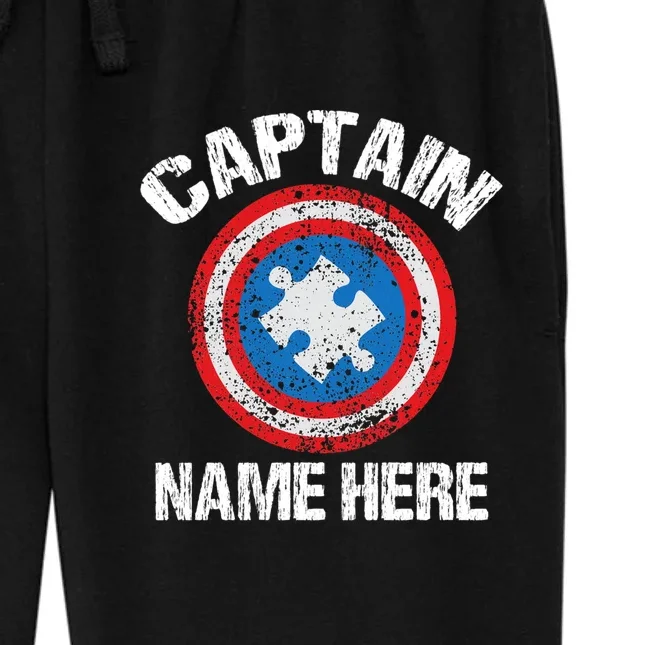 Personalized Captain Autism Puzzle Shield Custom Women's Fleece Sweatpants - Front - Close-up