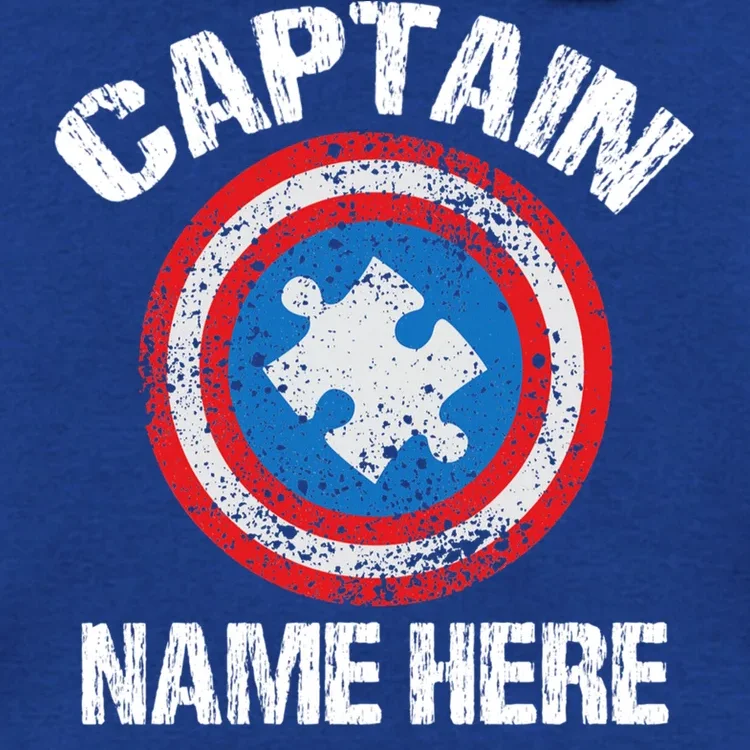 Personalized Captain Autism Puzzle Shield Custom Men's Hoodie - Front - Close-up