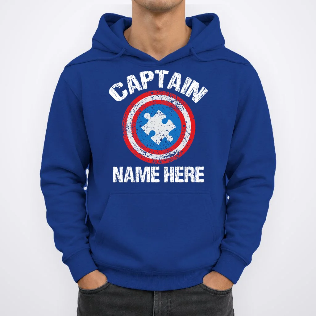 Personalized Captain Autism Puzzle Shield Custom Hoodie - Front 1
