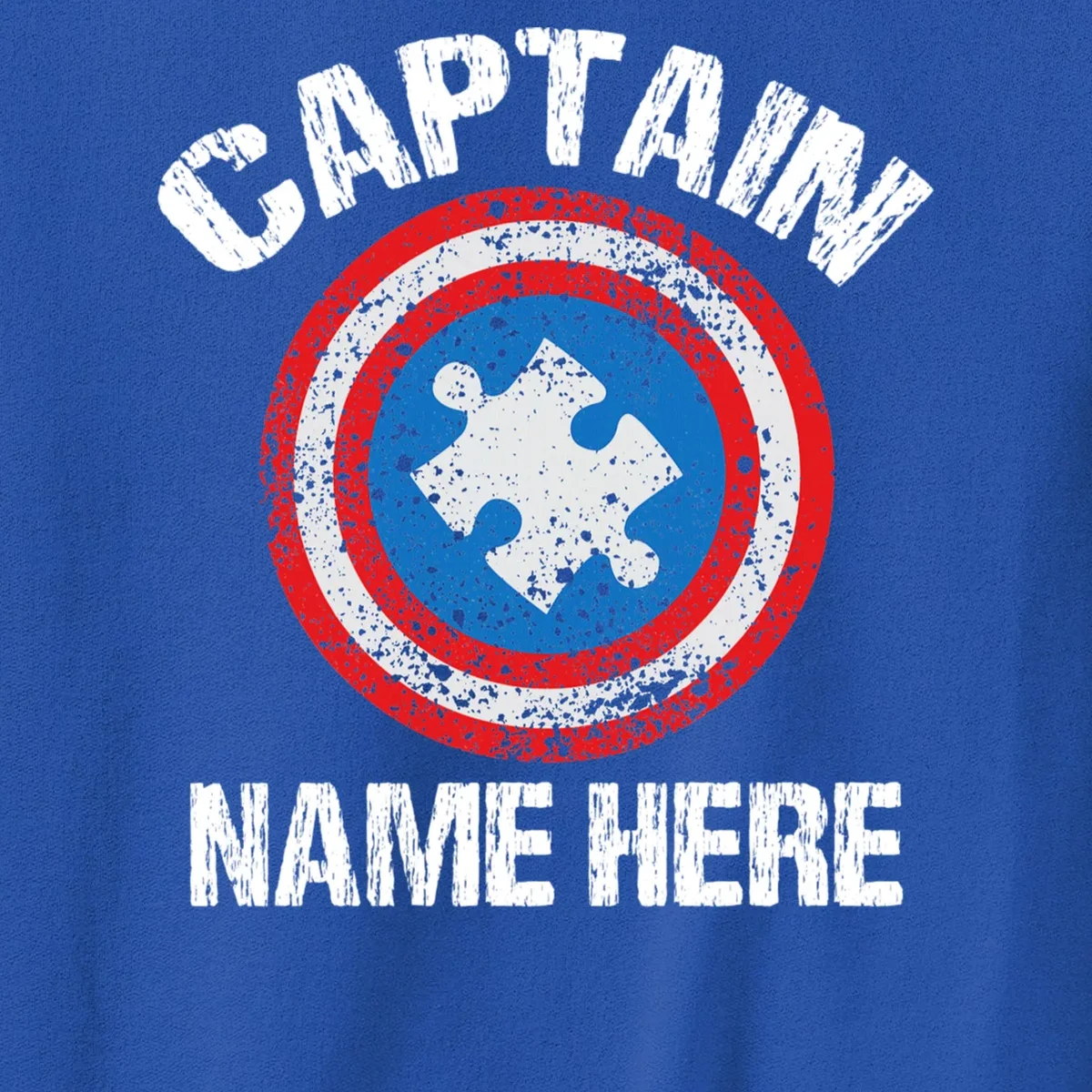 Personalized Captain Autism Puzzle Shield Custom Men's Sweatshirt - Front - Close-up