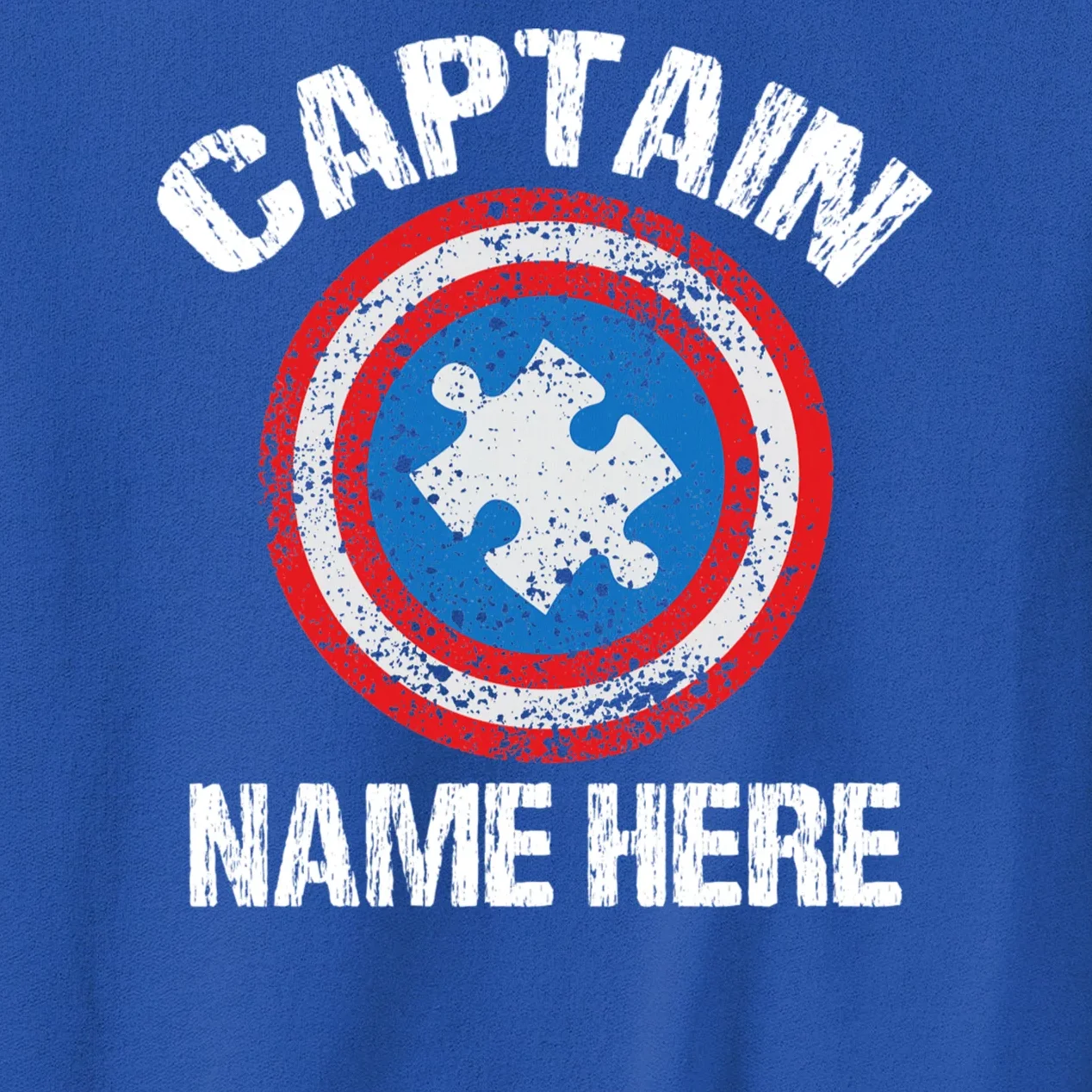 Personalized Captain Autism Puzzle Shield Custom Men's Sweatshirt - Front - Close-up